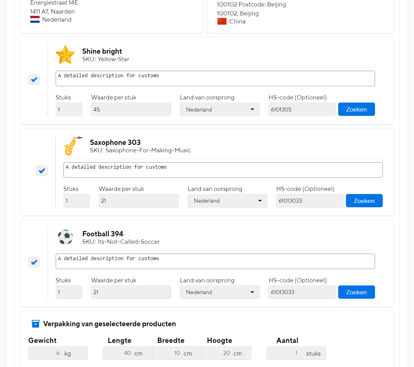 Exporteren en importeren via MyParcelParcel