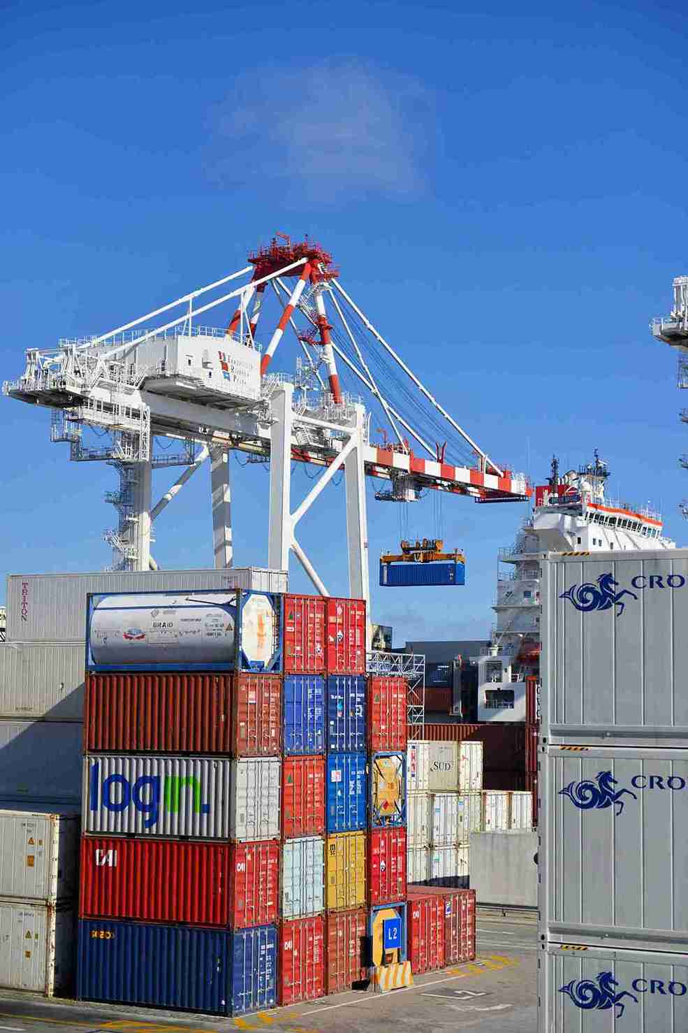 Grote zending wordt met een kraan geladen voor special transport
